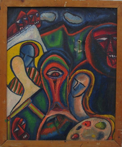 franck gribling SELFPORTRAIT AS EYEWITNESS 1948 60x50 cm
