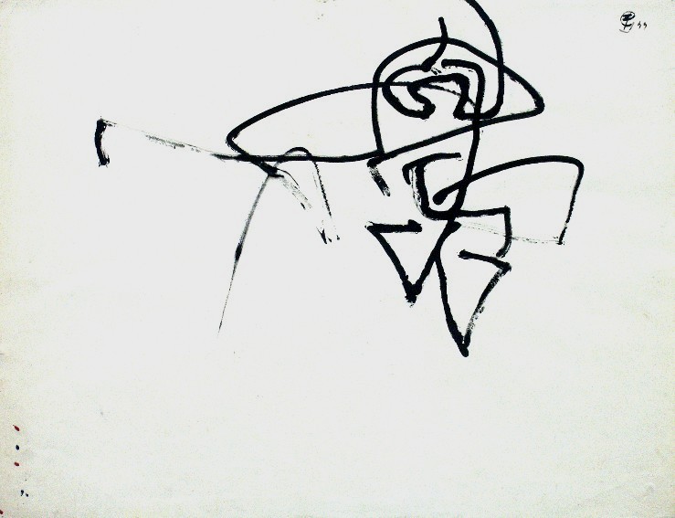 franck gribling ACTIONDRAWING nr1 januari 1955 50x65 cm