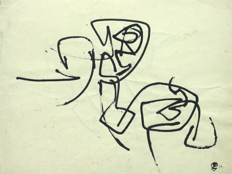 franck gribling ACTIONDRAWING nr2 januari 1955 50x65 cm