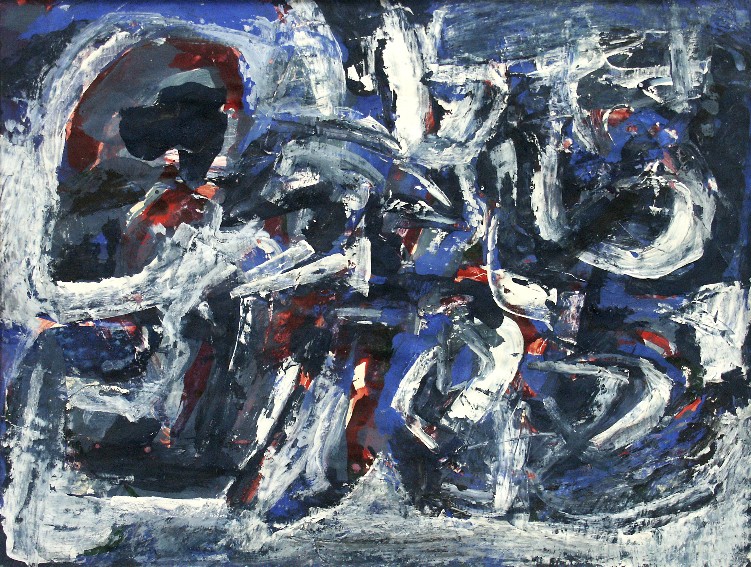 franck gribling VEHEMENCE BLEU 1955 gouache 50x65 cm