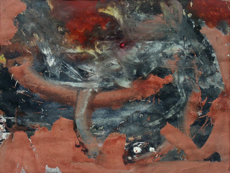 franck gribling RED TURMOIL 1957 gouache 50x65 cm