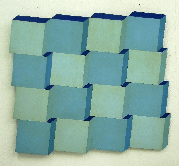 franck gribling 16 ROTATING SPACECUBES 1967 Signpaintperspex 115x115)cm