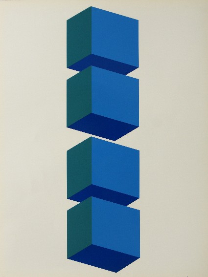 franck gribling SPACECUBES 1967 SilkscreenAstralon 65x50 cm