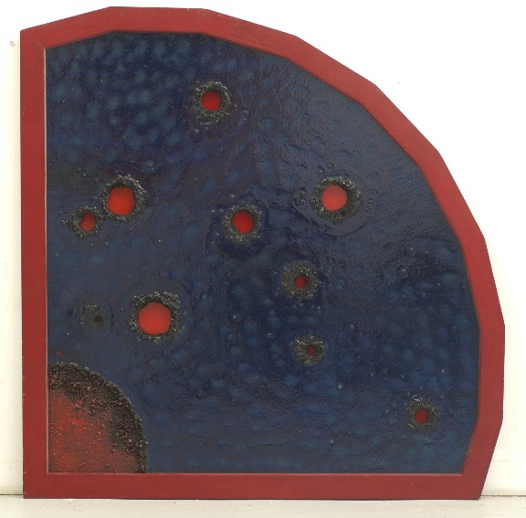 franck gribling MadnessInTheSkies Frameshape 1989 EpoxyCoal 125x125 cm